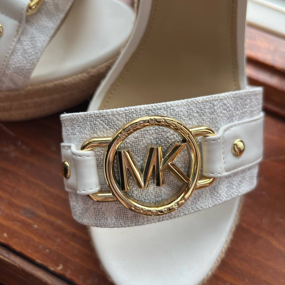Michael Kors Cream and Gold Wedge Sandals - Picture 3 of 4